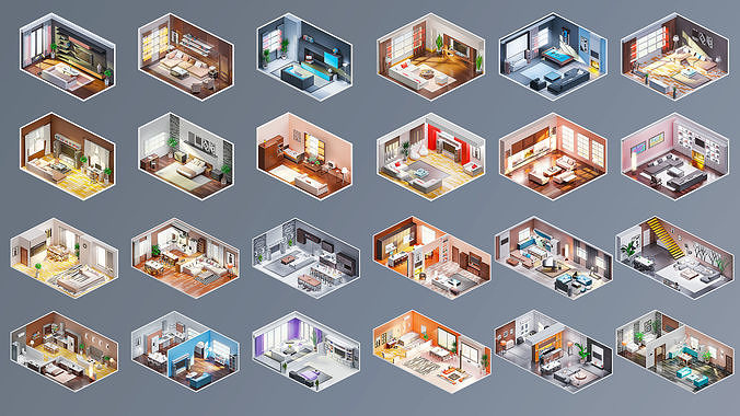 Interior 7 Low-poly 3D model 2