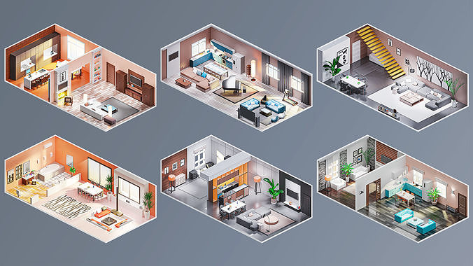 Interior 7 Low-poly 3D model 5