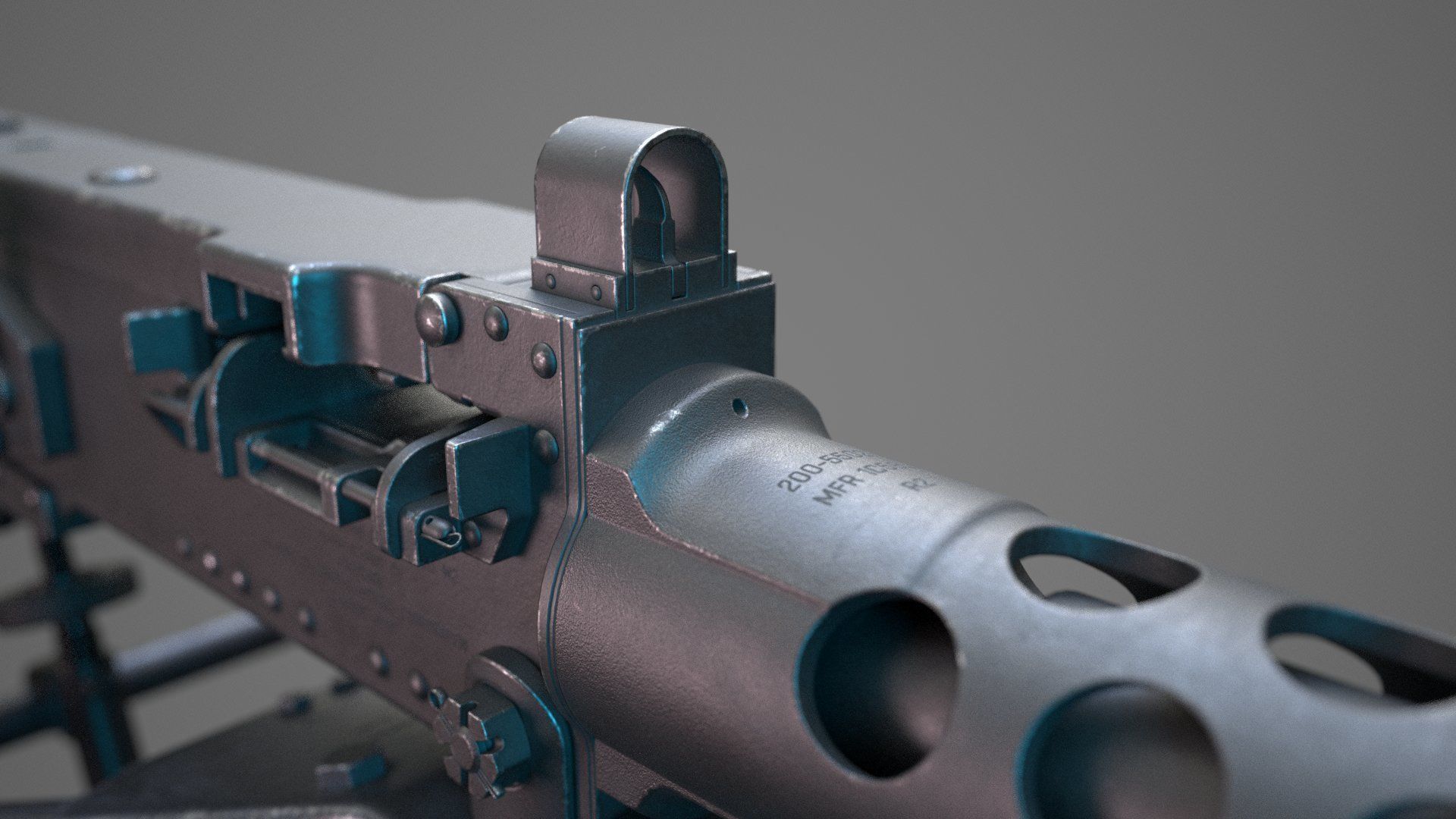 M2 Browning 50 CAL Machine Gun HQ 3D model_10