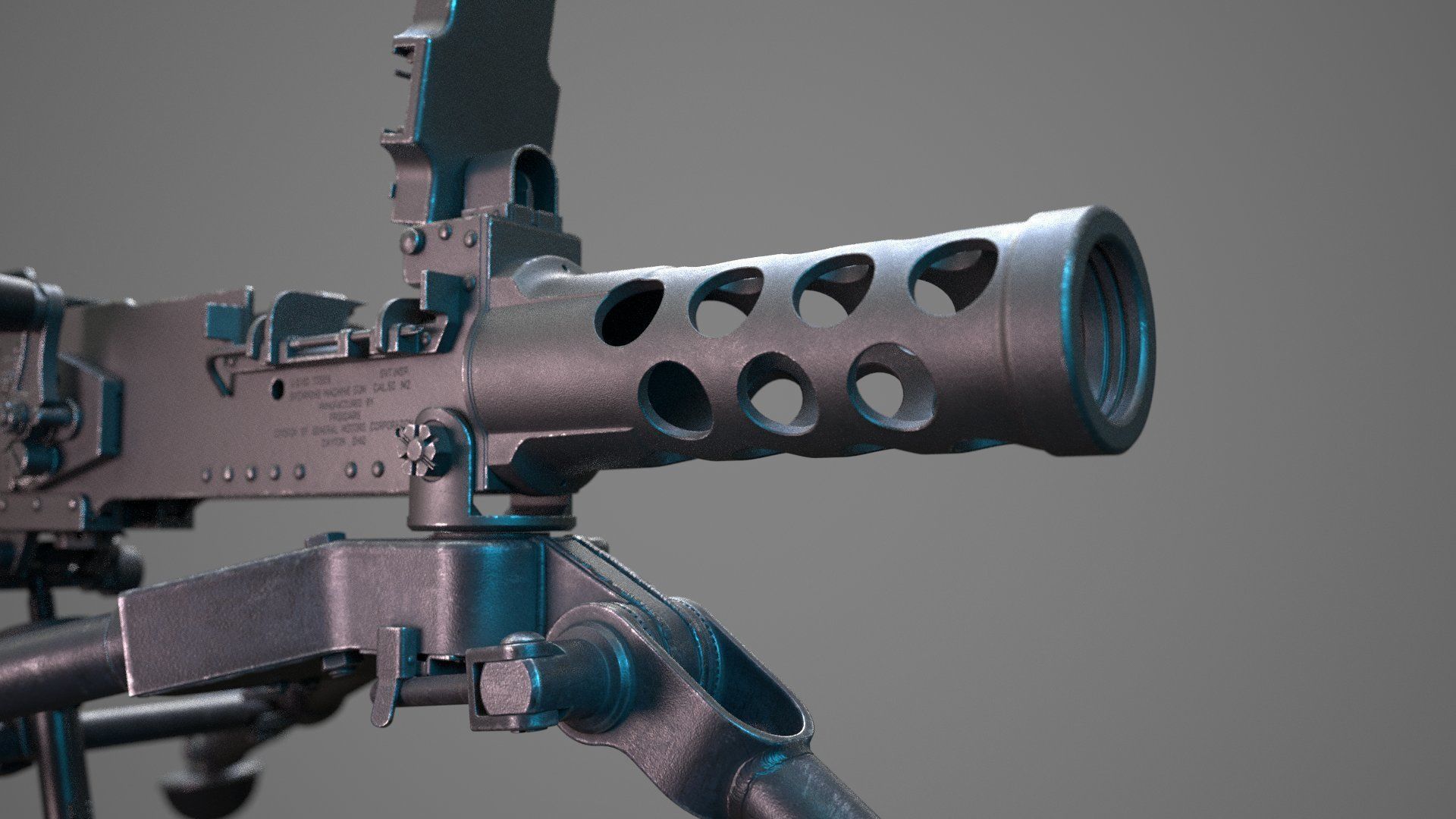 M2 Browning 50 CAL Machine Gun HQ 3D model_15