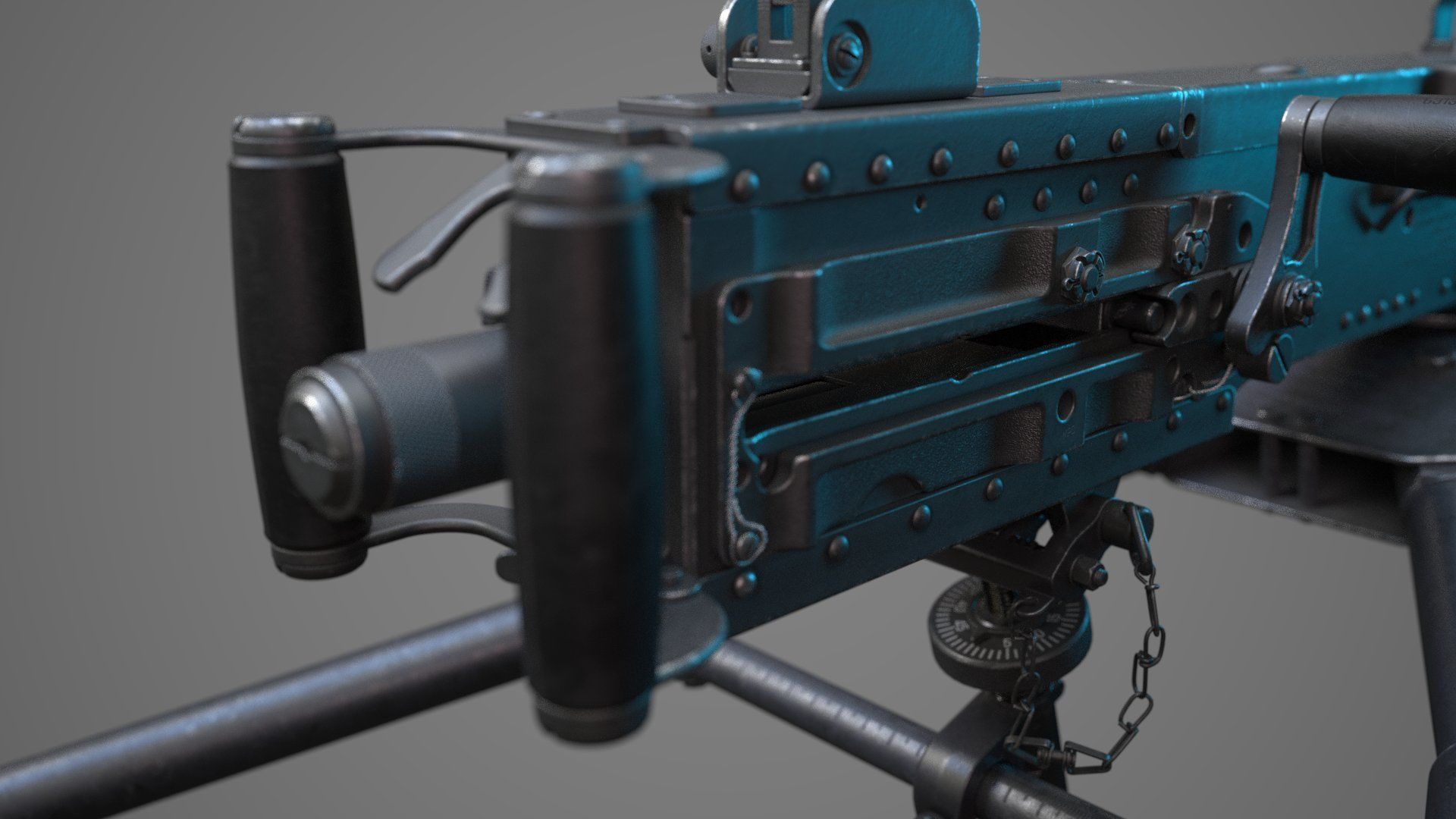 M2 Browning 50 CAL Machine Gun HQ 3D model_3
