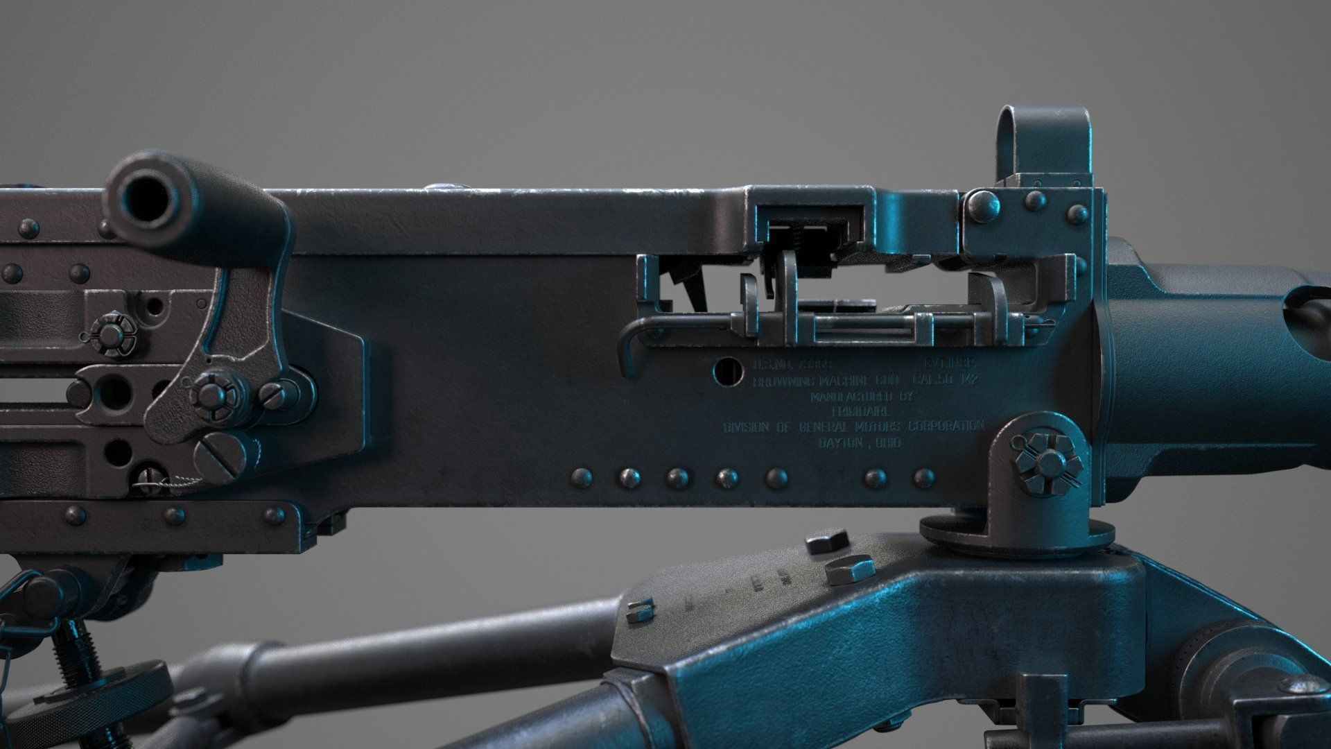 M2 Browning 50 CAL Machine Gun HQ 3D model_9