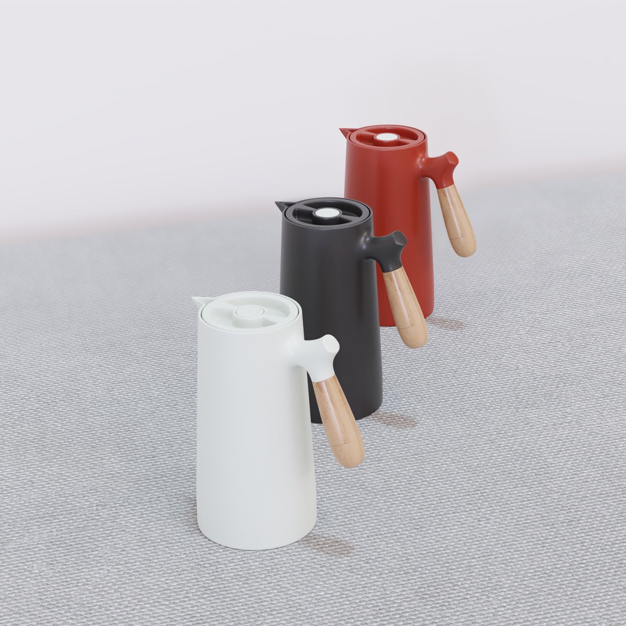 Nordic Style Thermos Jug 3 colors set 3D model_1