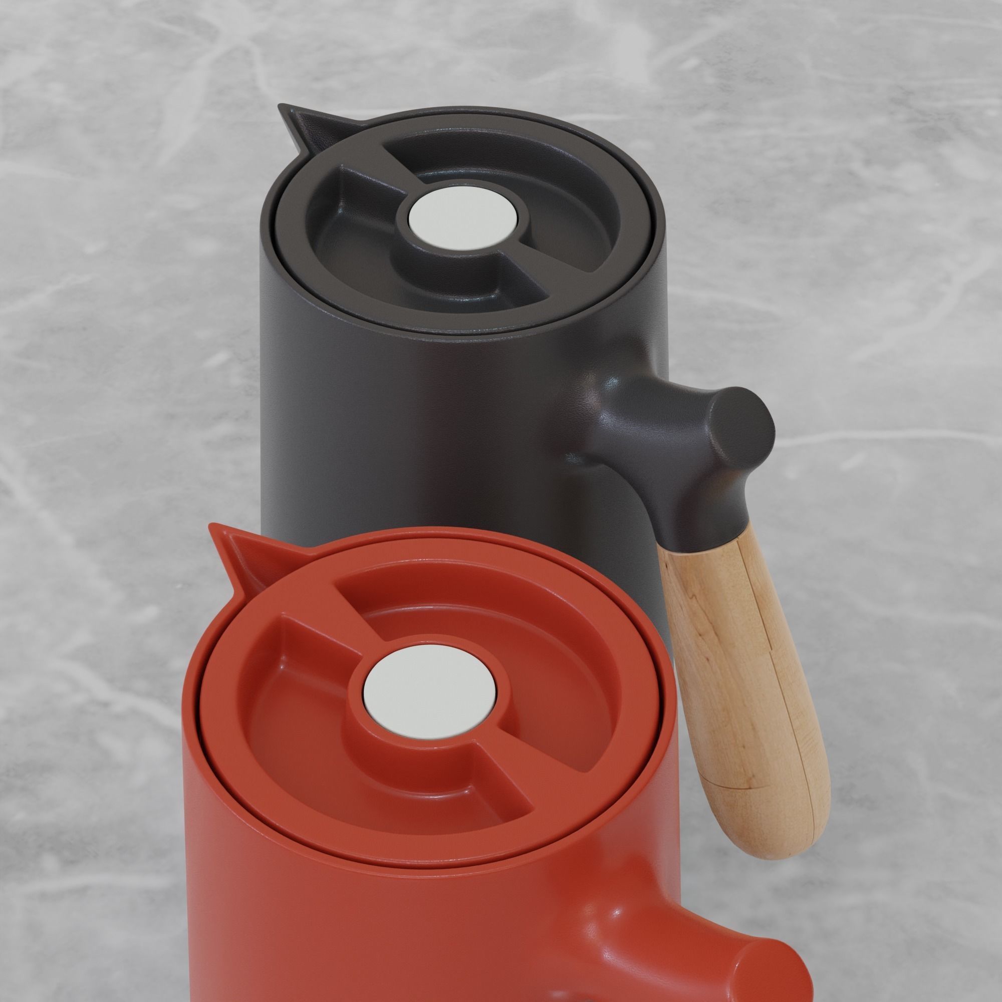 Nordic Style Thermos Jug 3 colors set 3D model_2