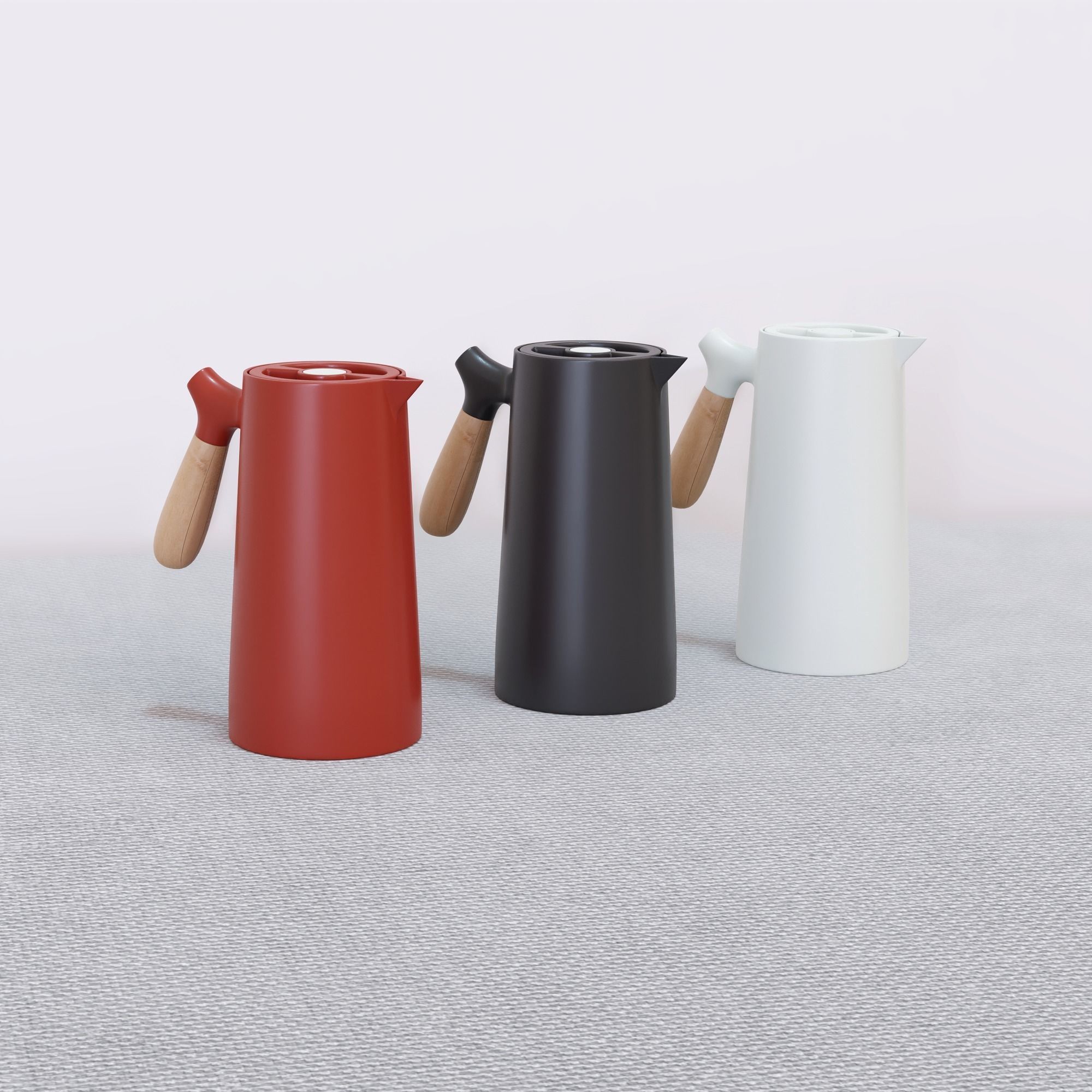 Nordic Style Thermos Jug 3 colors set 3D model_3