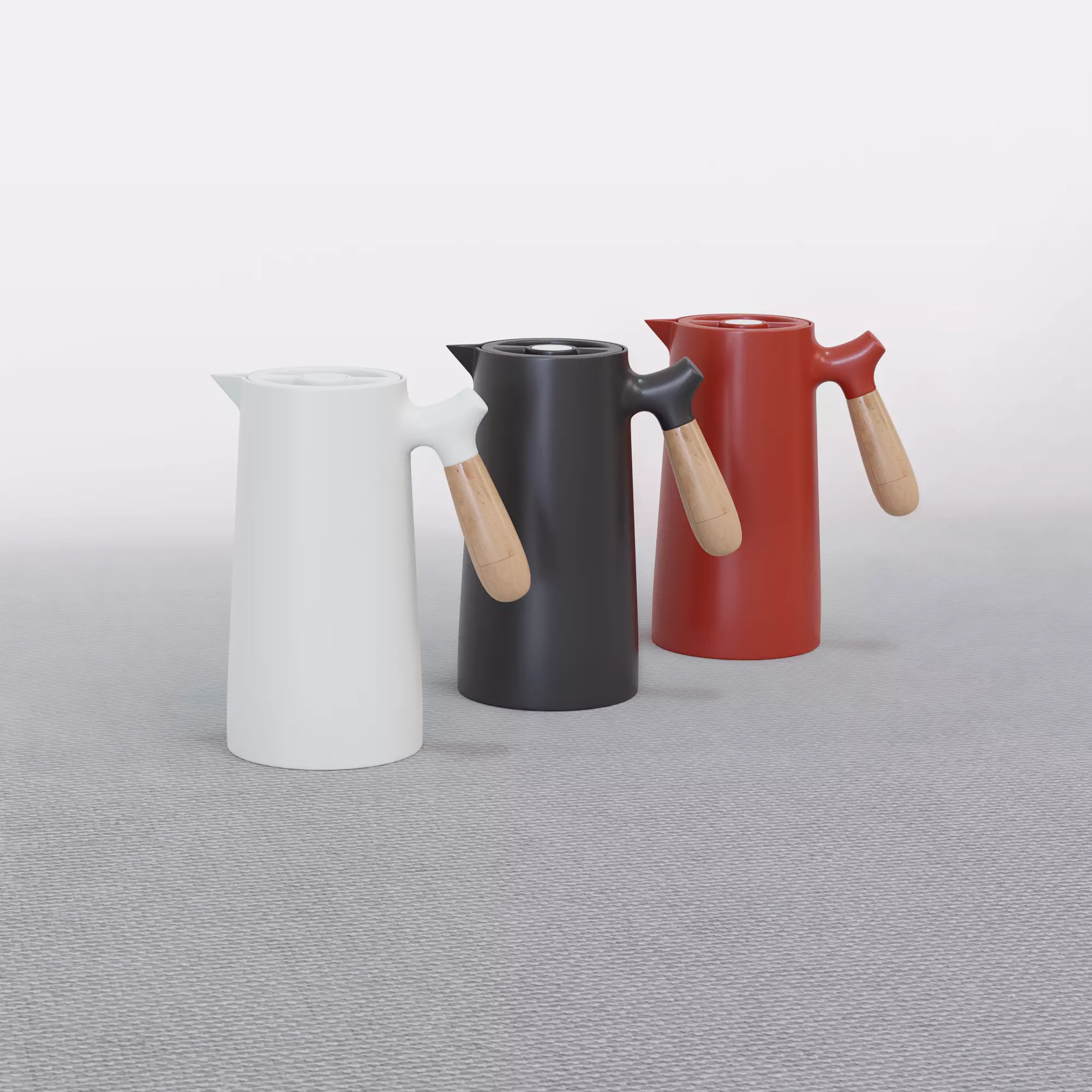 Nordic Style Thermos Jug 3 colors set 3D model_0