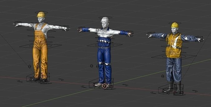 Factory Workers Pack of 3 RIGGED  3D model