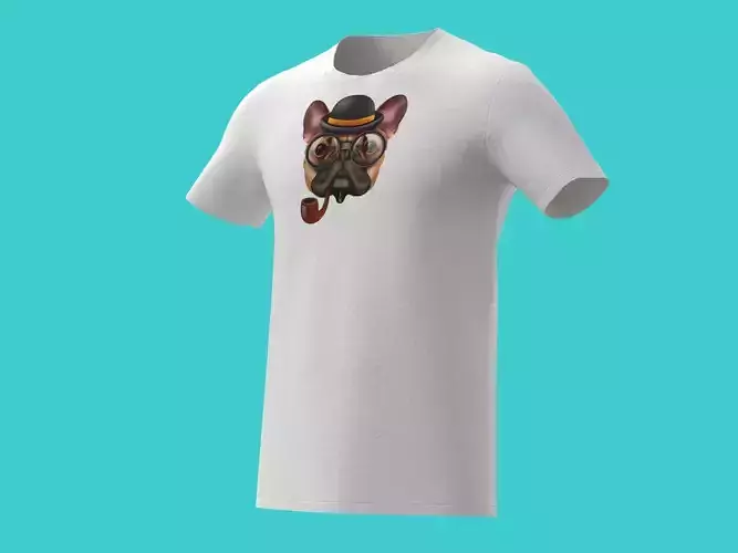3d funny White t-shirt 3D model