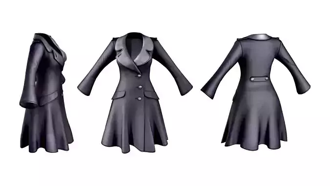 Slim Line Felt Coat Low-poly 3D model