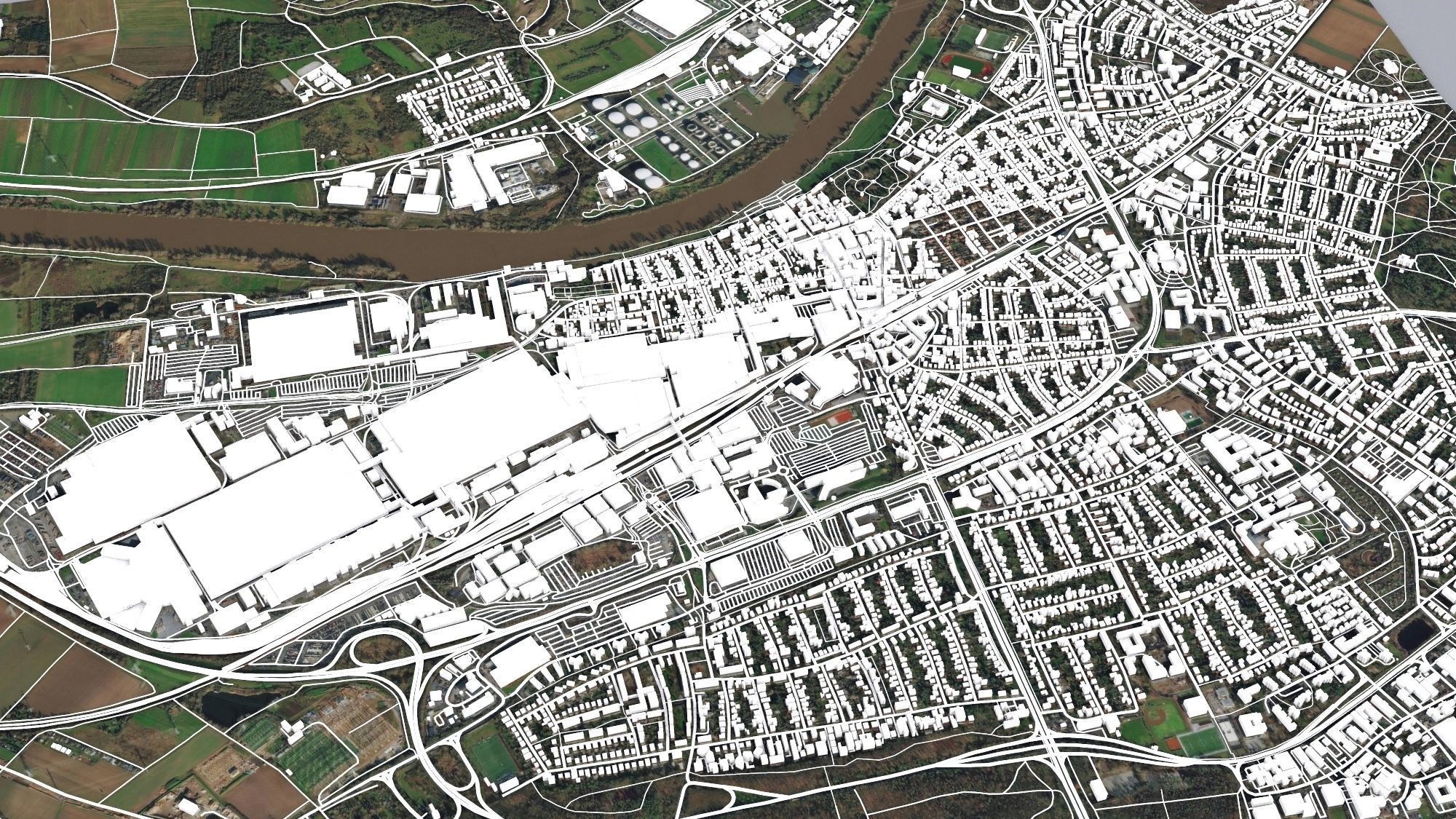 Cityscape Russelsheim Germany 3D model_8