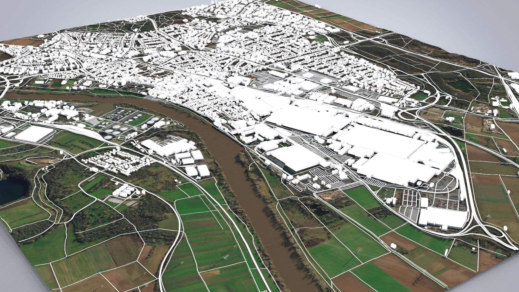 Cityscape Russelsheim Germany 3D model_3