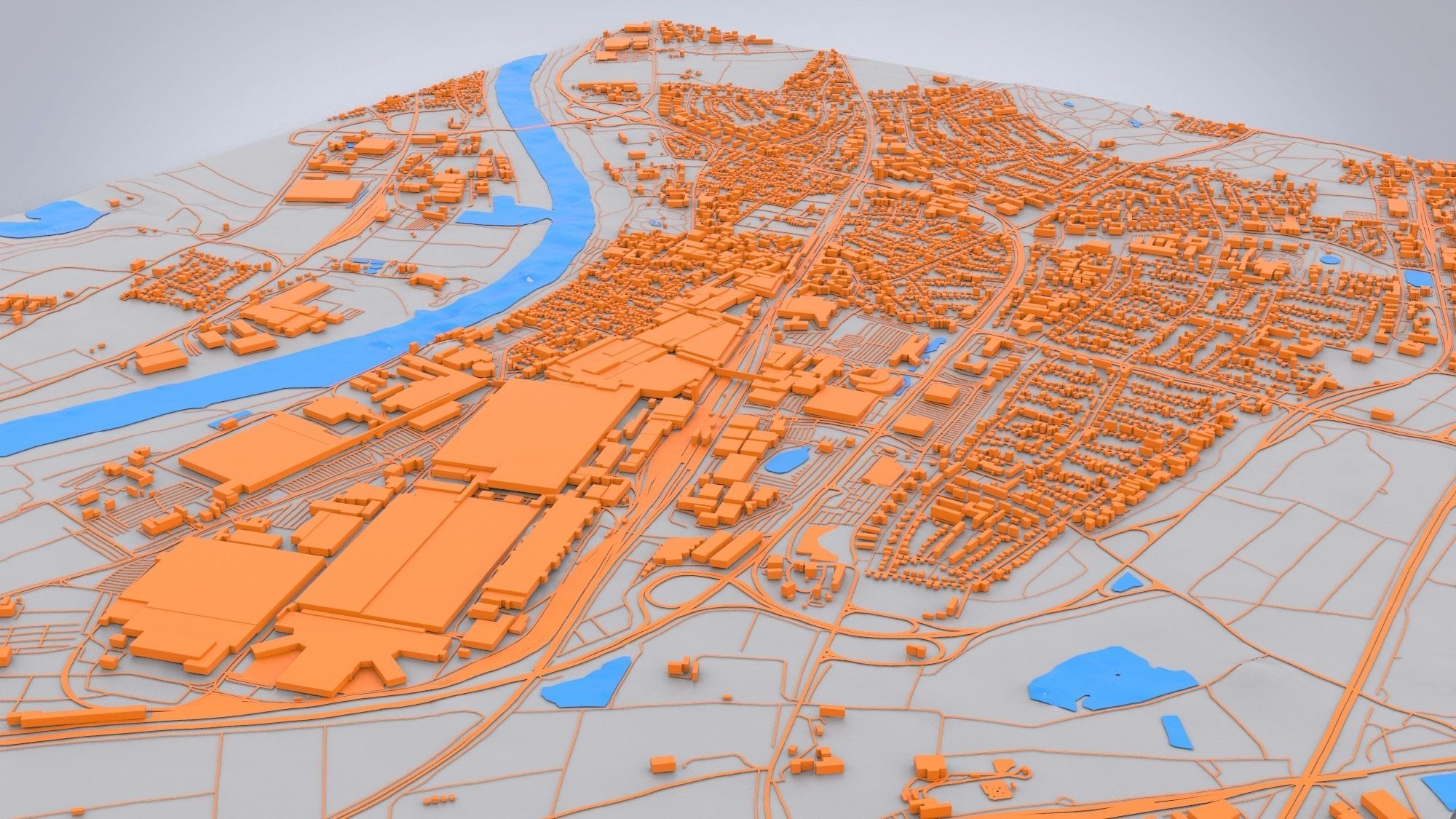Cityscape Russelsheim Germany 3D model_4