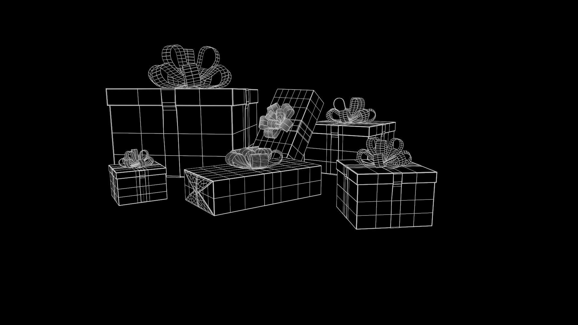 Collection of Christmas gifts Low-poly 3D model_28