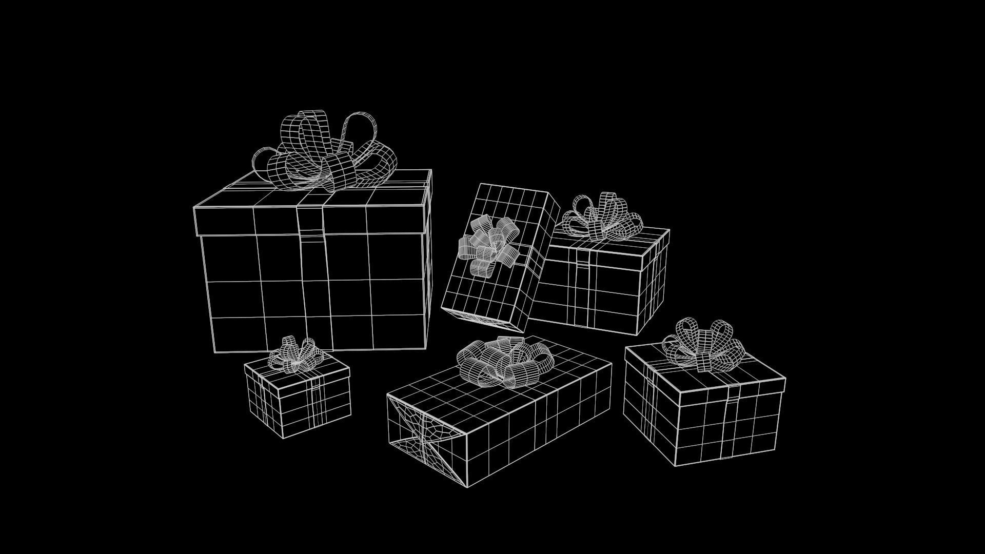 Collection of Christmas gifts Low-poly 3D model_13