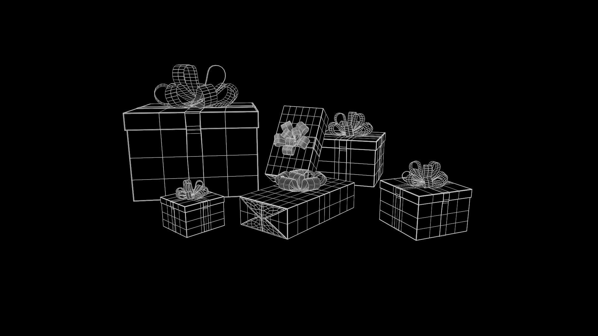 Collection of Christmas gifts Low-poly 3D model_31