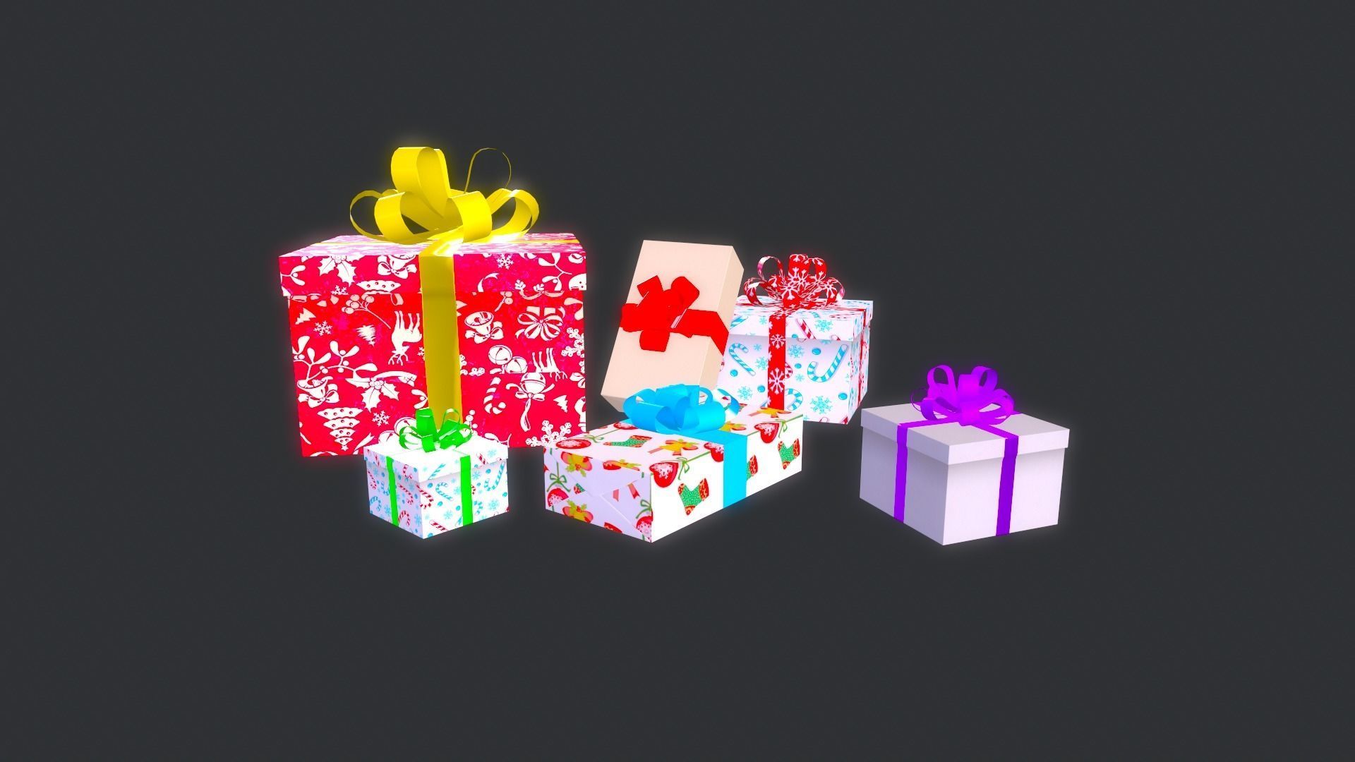 Collection of Christmas gifts Low-poly 3D model_29
