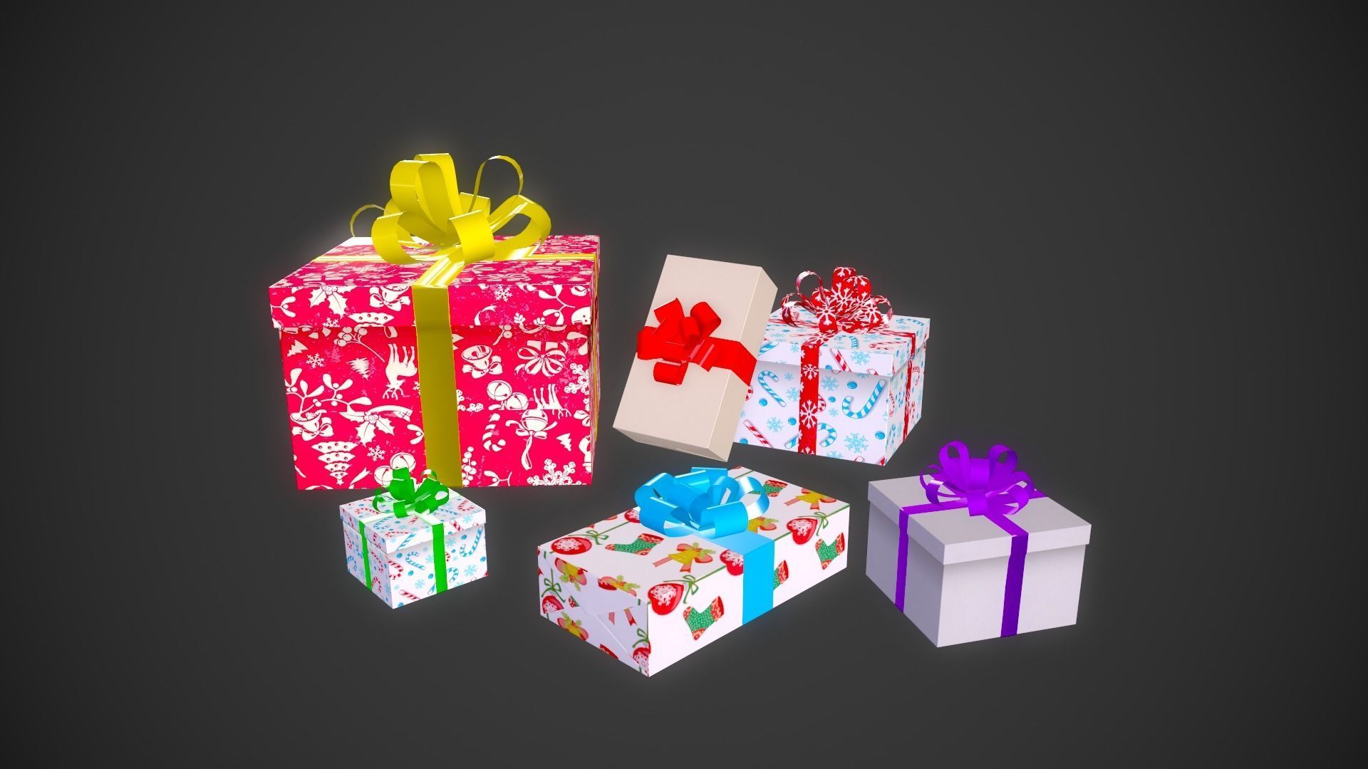 Collection of Christmas gifts Low-poly 3D model_11