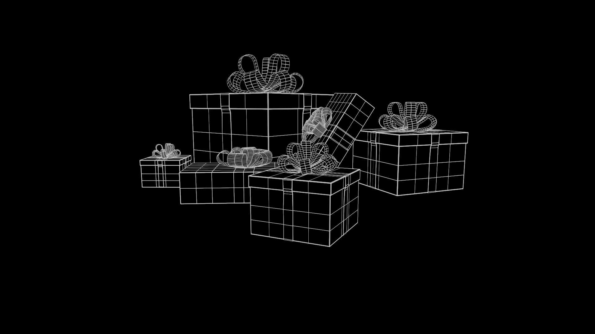 Collection of Christmas gifts Low-poly 3D model_25