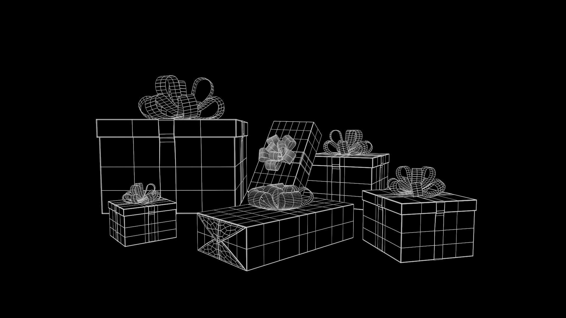 Collection of Christmas gifts Low-poly 3D model_2