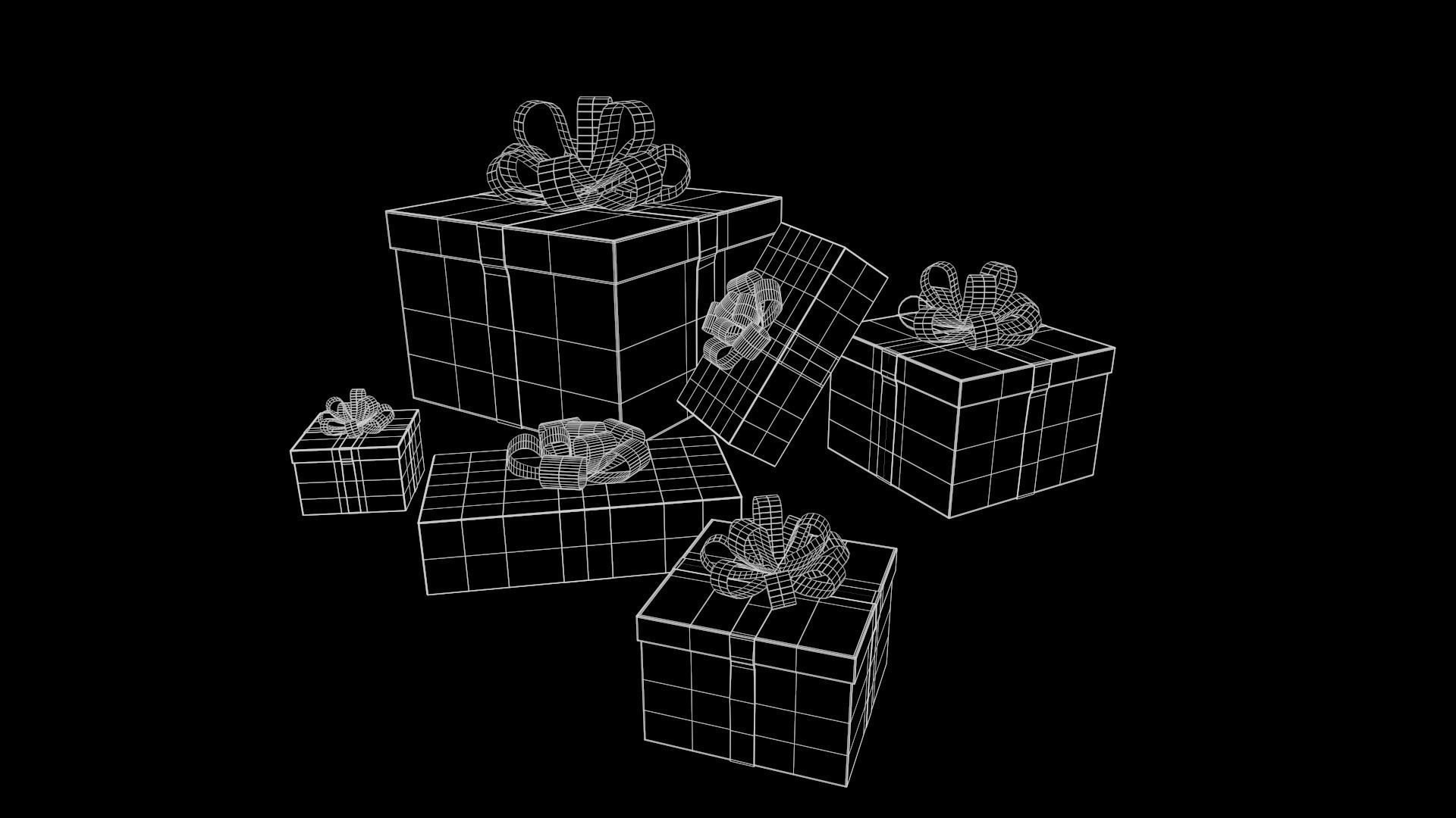 Collection of Christmas gifts Low-poly 3D model_17