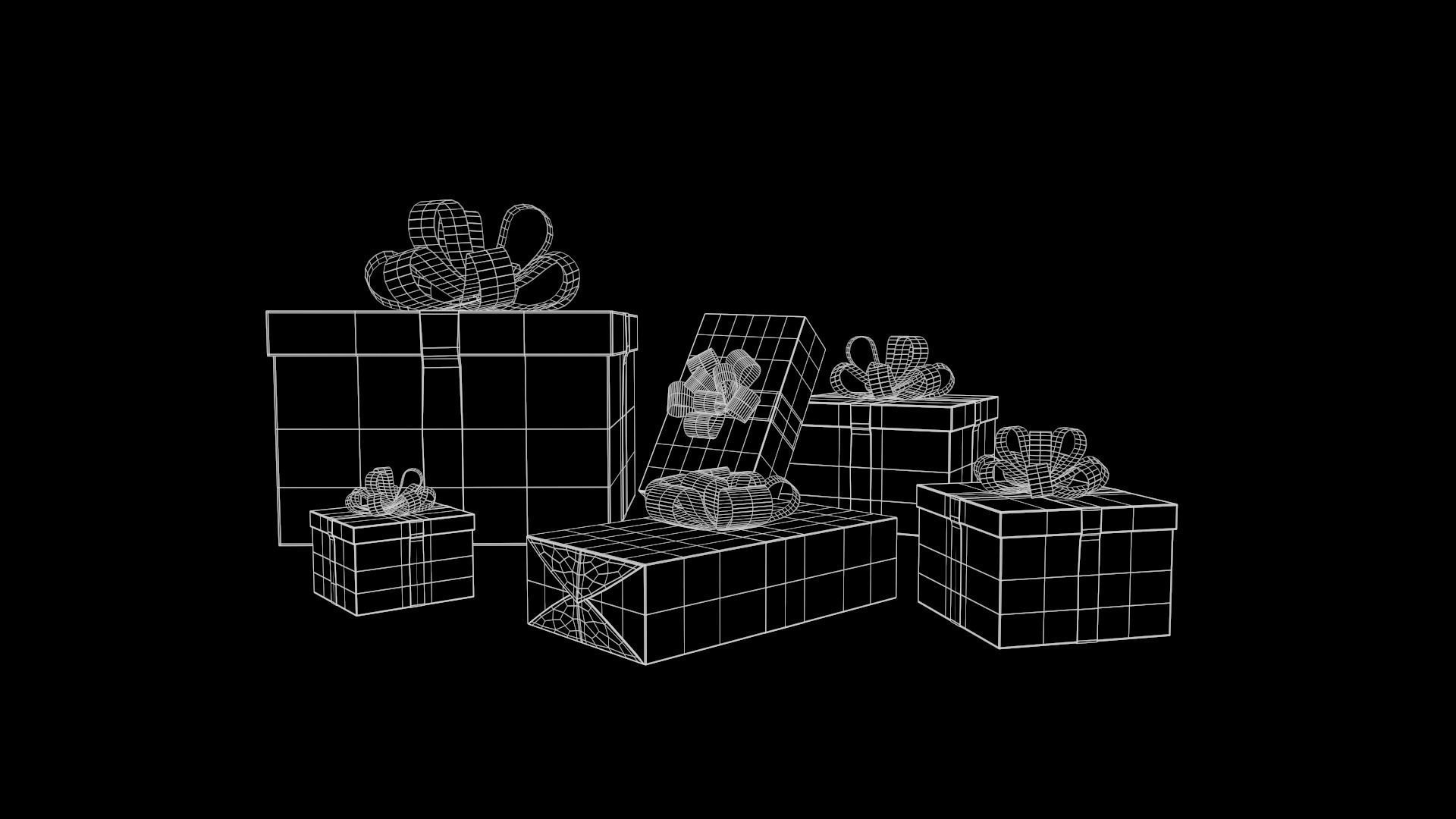 Collection of Christmas gifts Low-poly 3D model_9