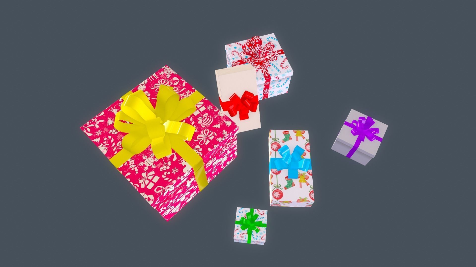 Collection of Christmas gifts Low-poly 3D model_19