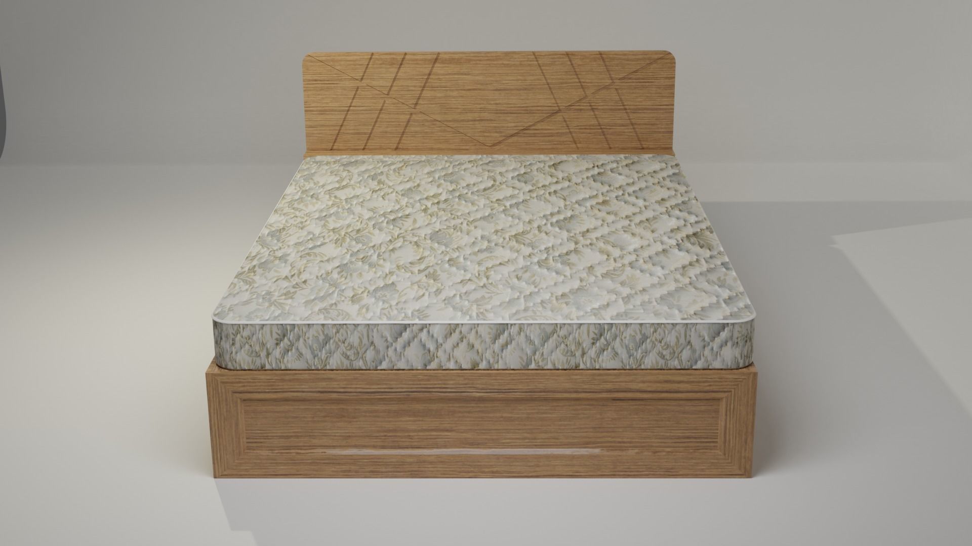 Wooden Bed Low-poly 3D model_1