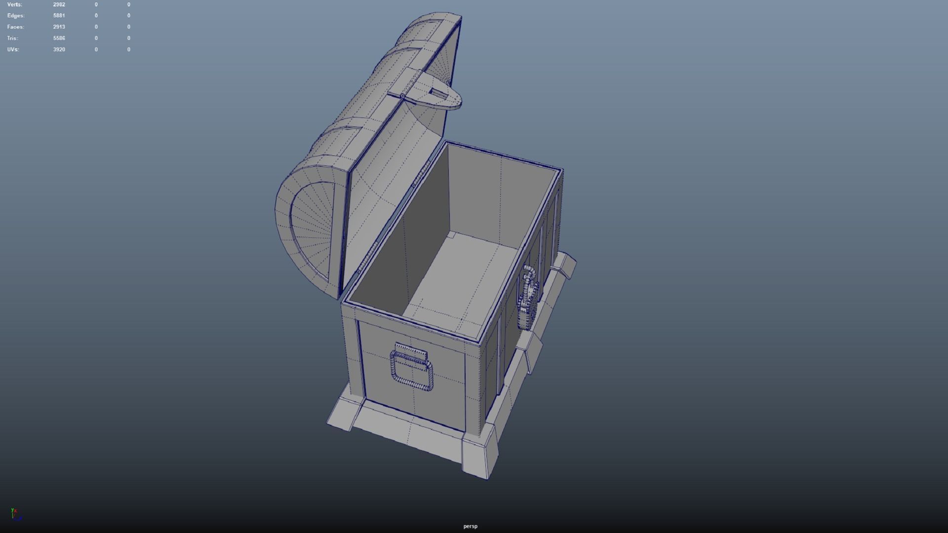 Chest Low-poly 3D model wooden Low-poly 3D model_7