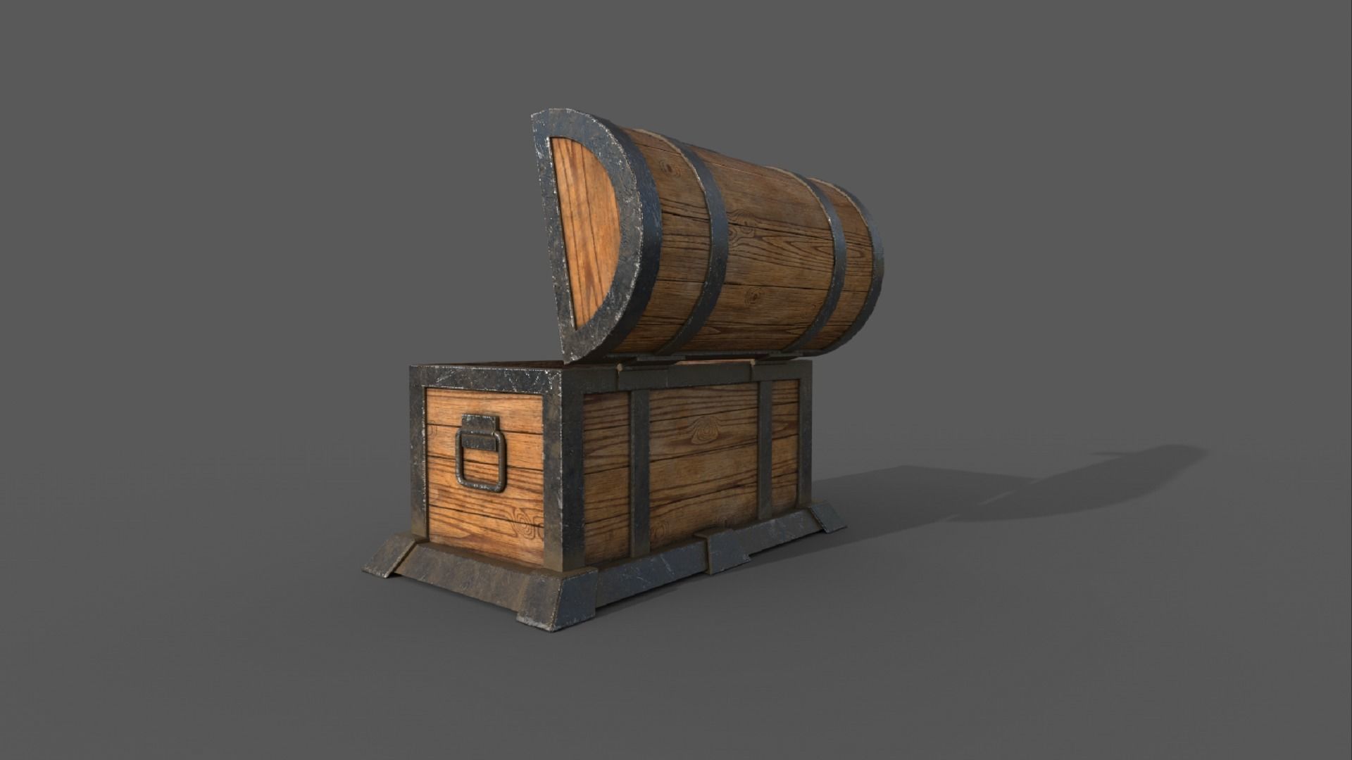 Chest Low-poly 3D model wooden Low-poly 3D model_5