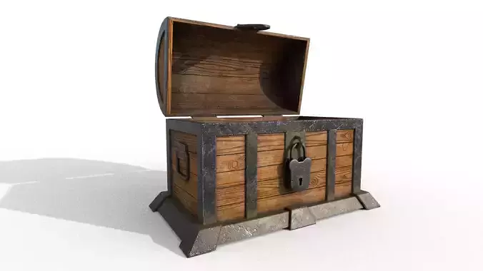 Chest Low-poly 3D model wooden Low-poly 3D model