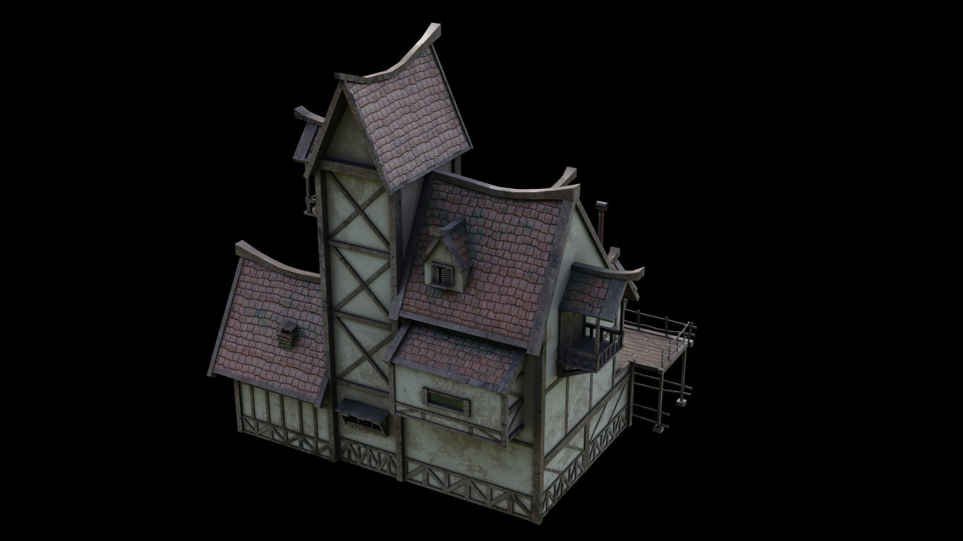 Medival house Low-poly 3D model Low-poly 3D model_6