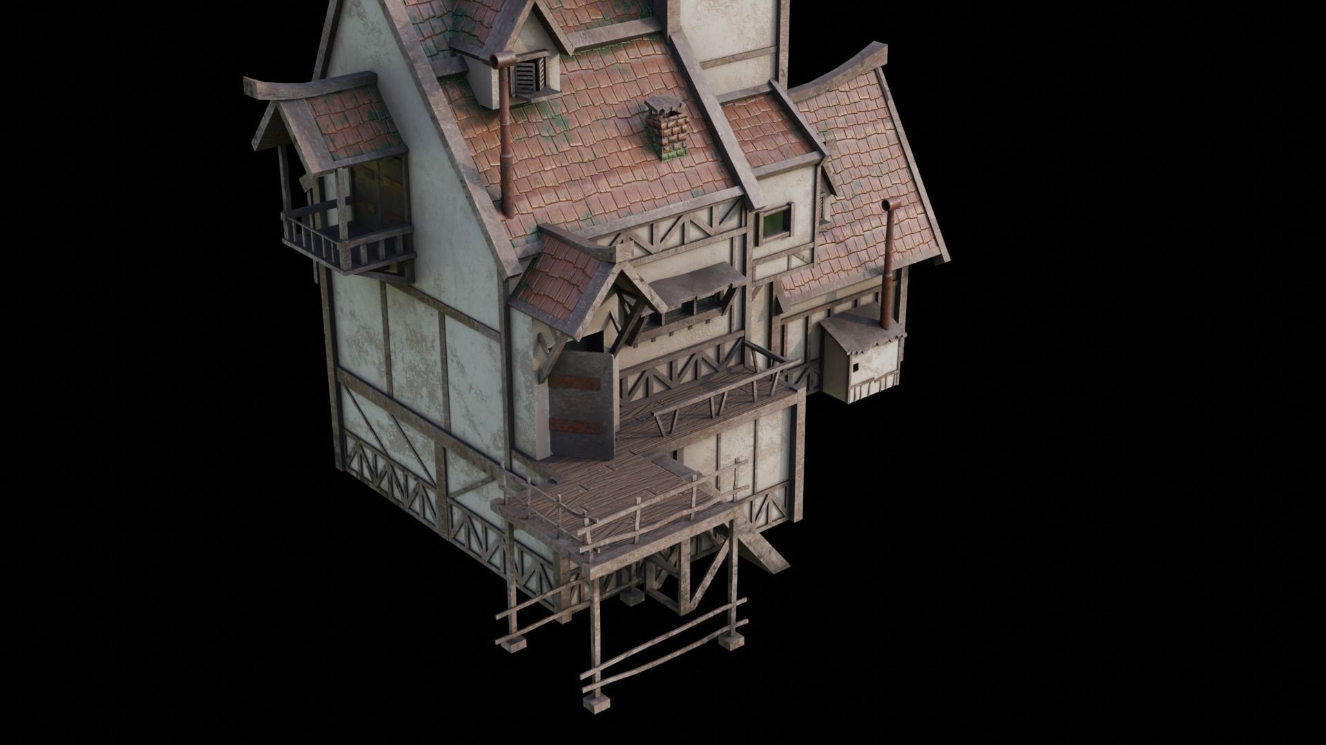 Medival house Low-poly 3D model Low-poly 3D model_5