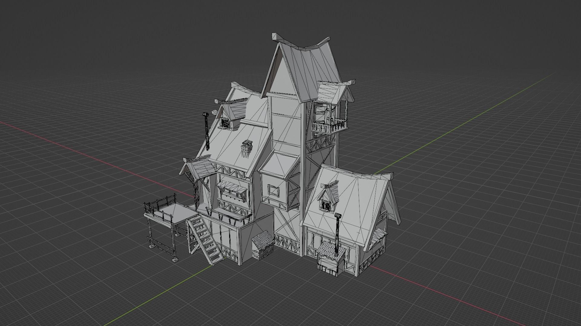 Medival house Low-poly 3D model Low-poly 3D model_11