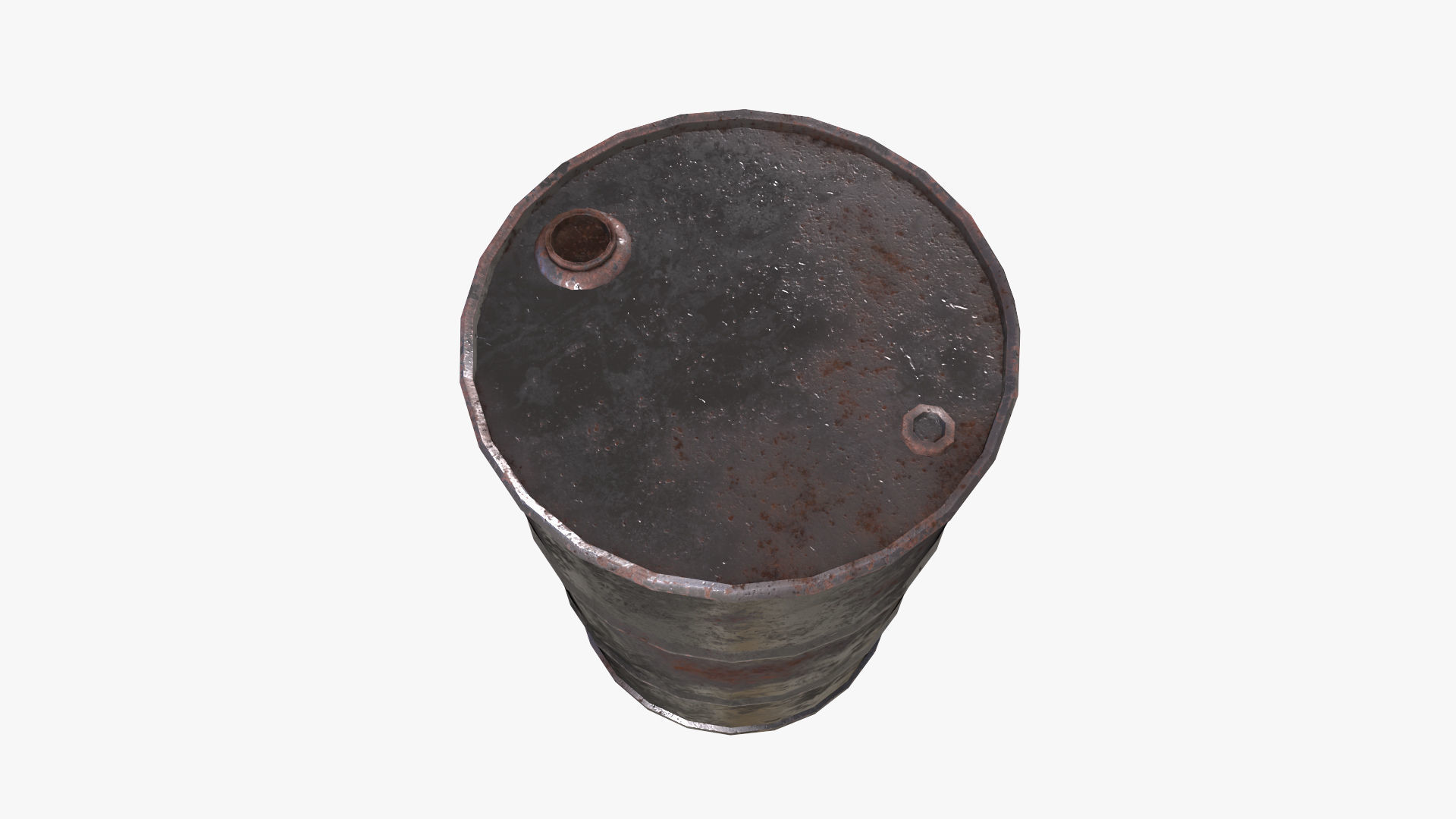 Steel Rust Barrel Low-poly 3D model_3