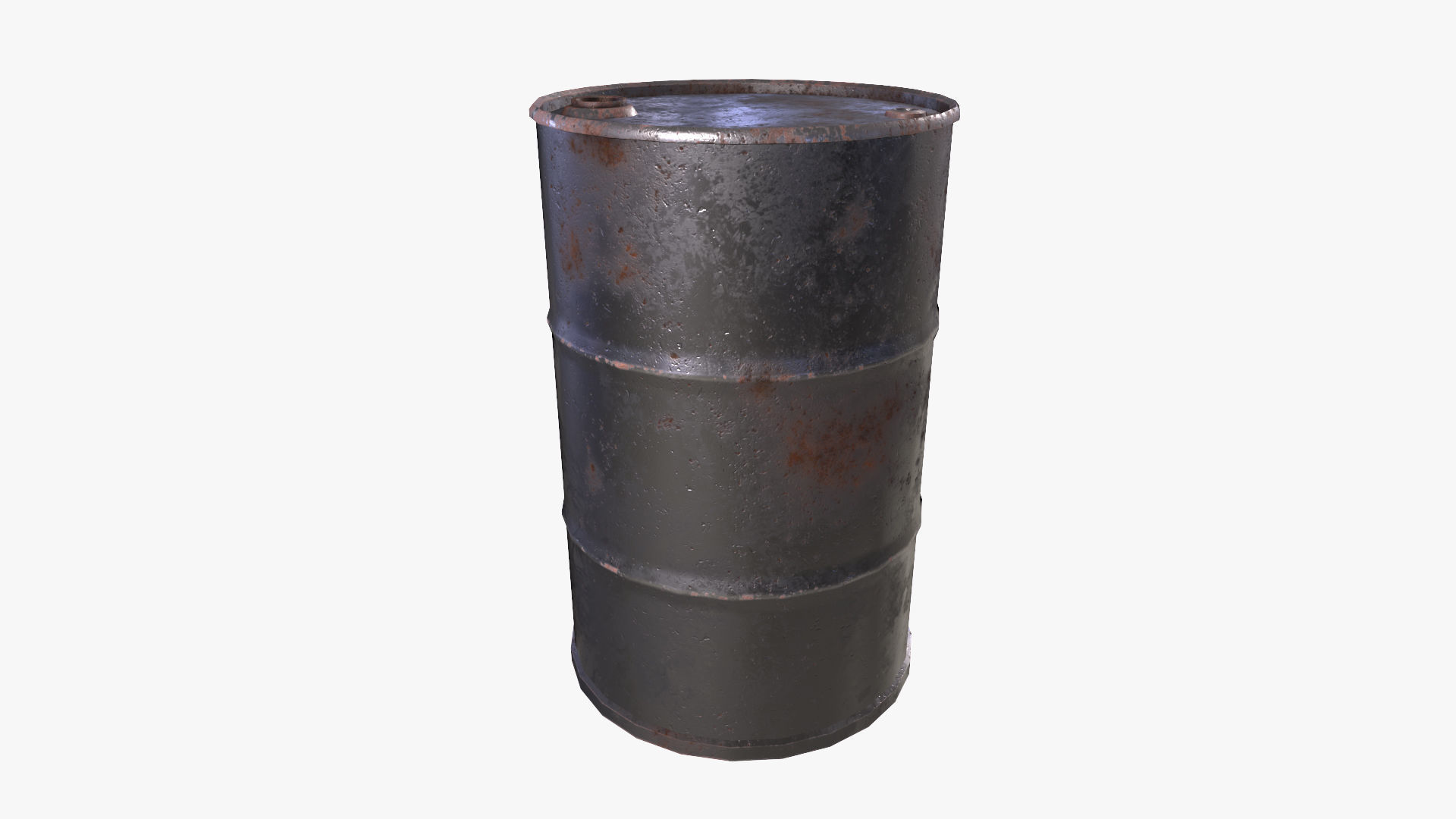 Steel Rust Barrel Low-poly 3D model_5