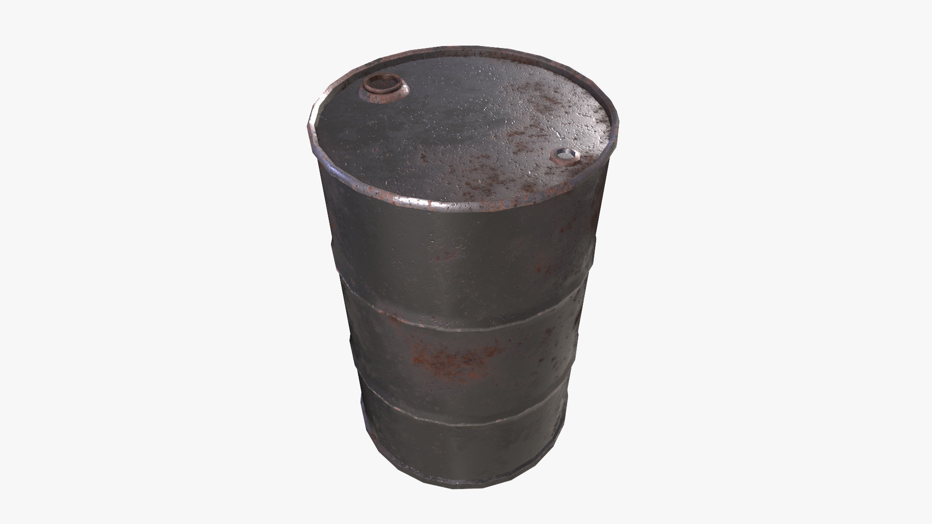 Steel Rust Barrel Low-poly 3D model_2