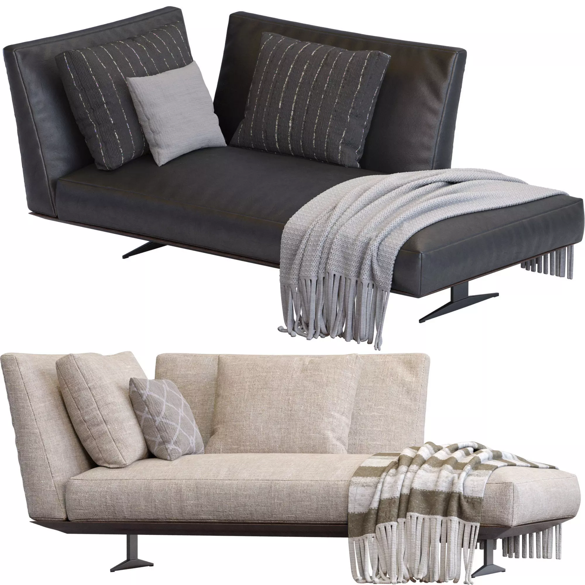 Chaise Lounge Evergreen By Flexform 3D model_0