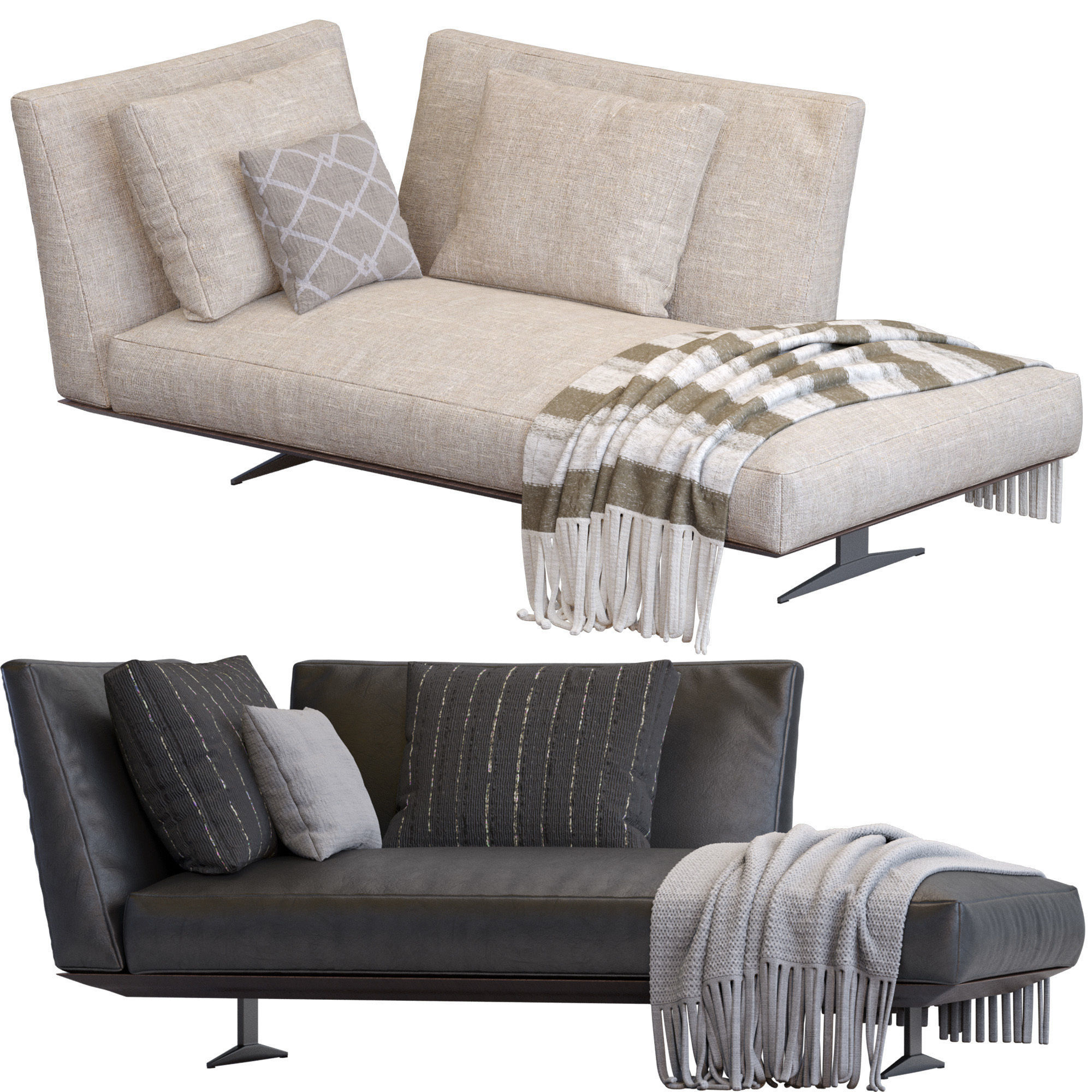 Chaise Lounge Evergreen By Flexform 3D model_8