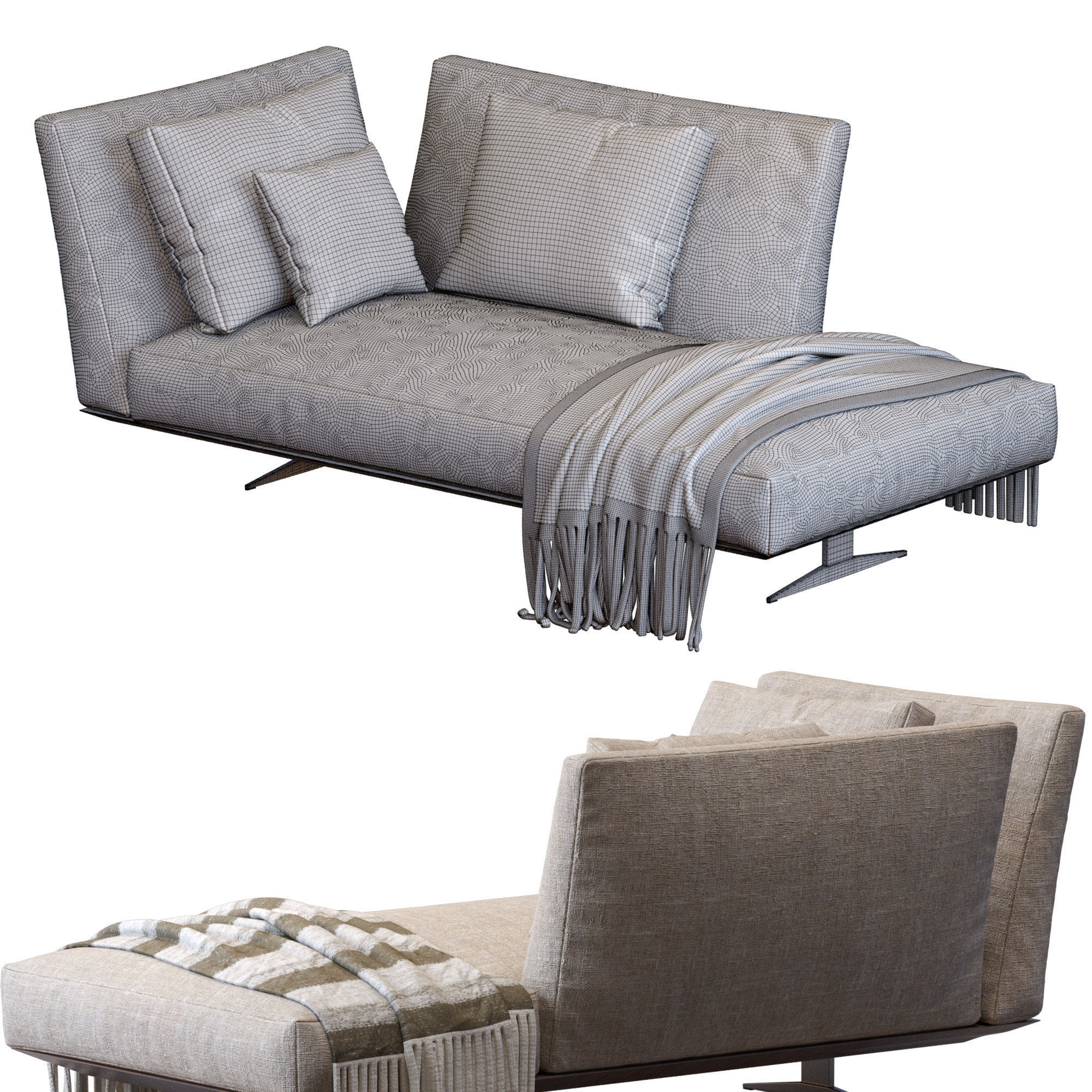 Chaise Lounge Evergreen By Flexform 3D model_11