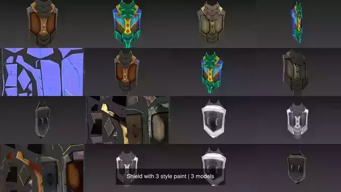 Shield with 3 style paint