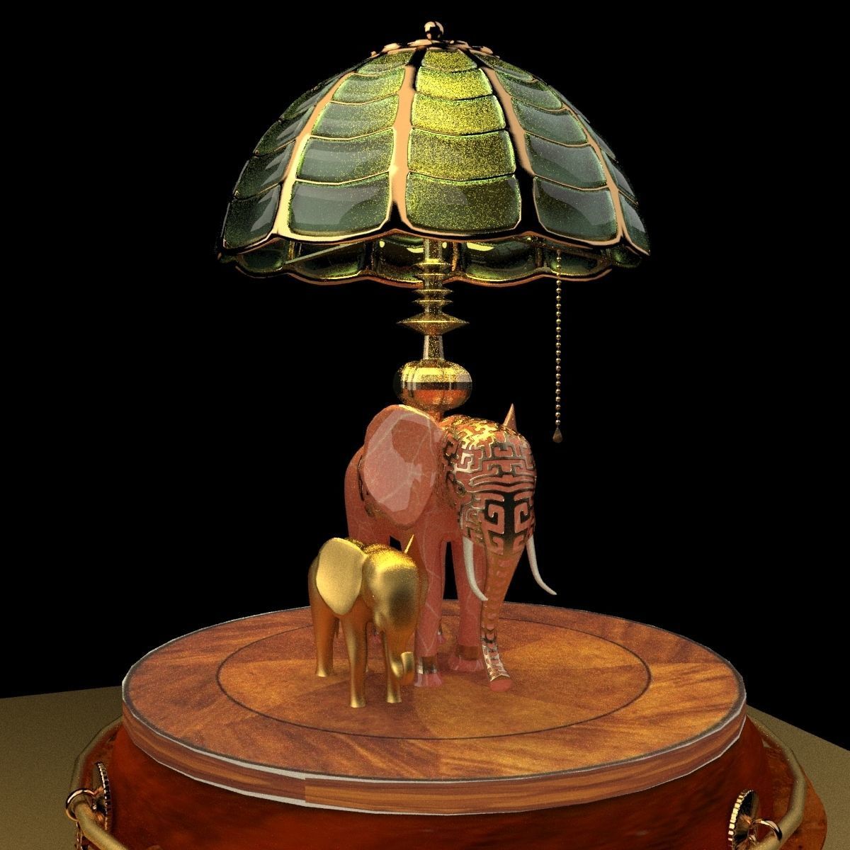 Chinese display stand with elephant lamp  3D model_1