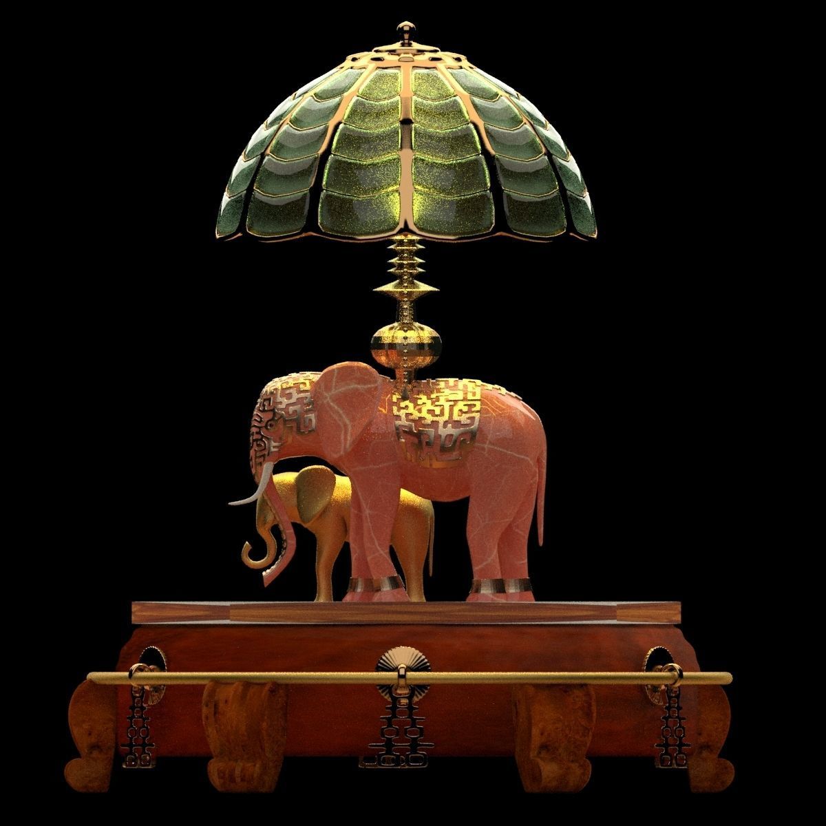 Chinese display stand with elephant lamp  3D model_2