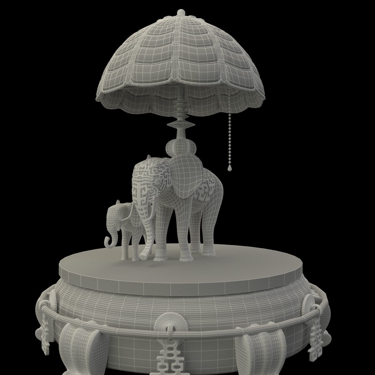 Chinese display stand with elephant lamp  3D model_6