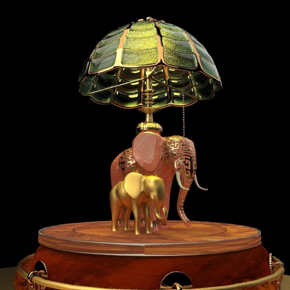 Chinese display stand with elephant lamp  3D model_4
