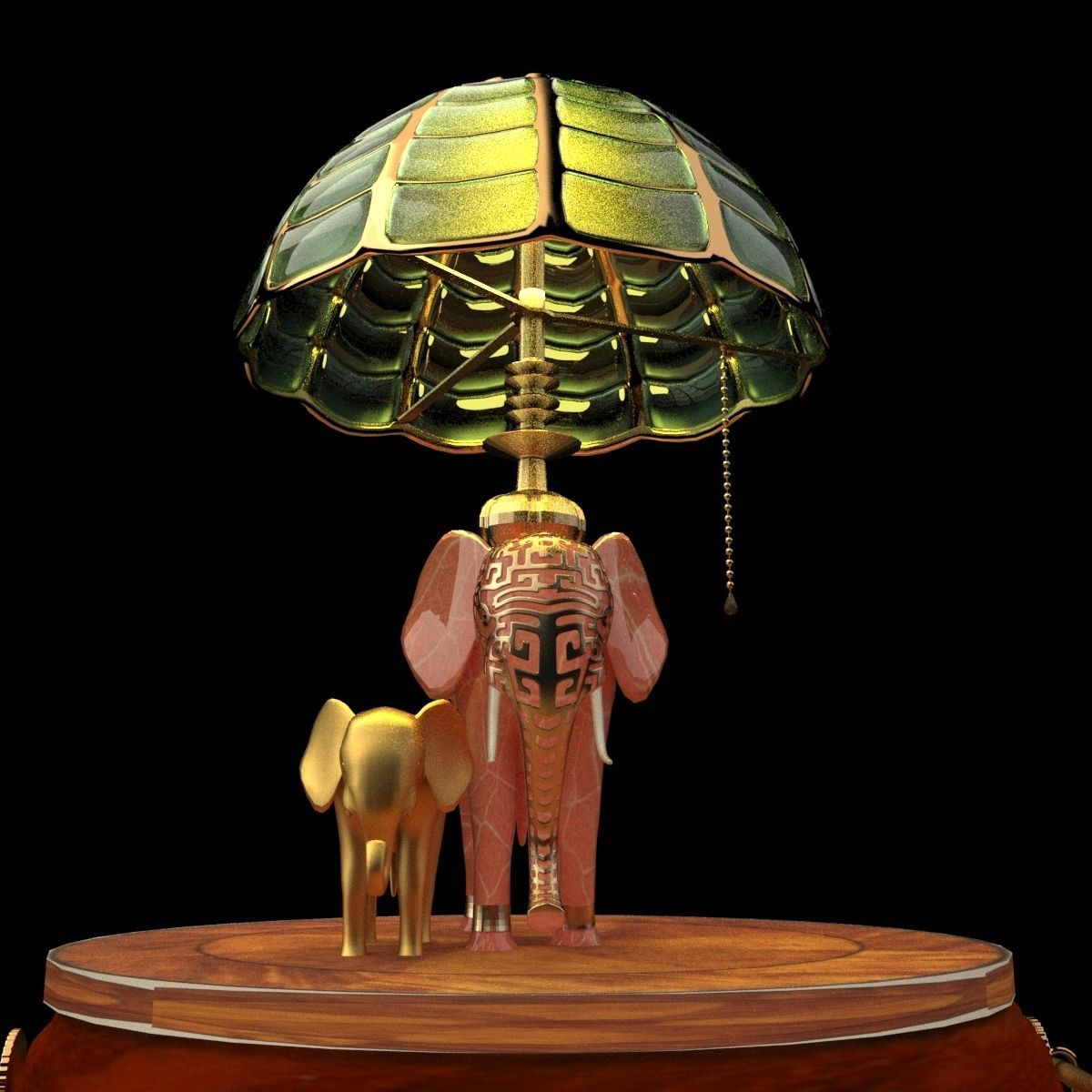 Chinese display stand with elephant lamp  3D model_3