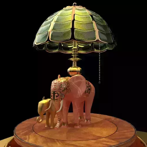 Chinese display stand with elephant lamp 