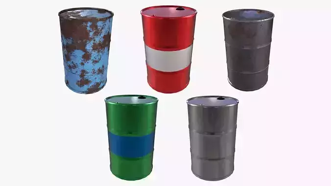 Oil Barrels 3D Model Collection