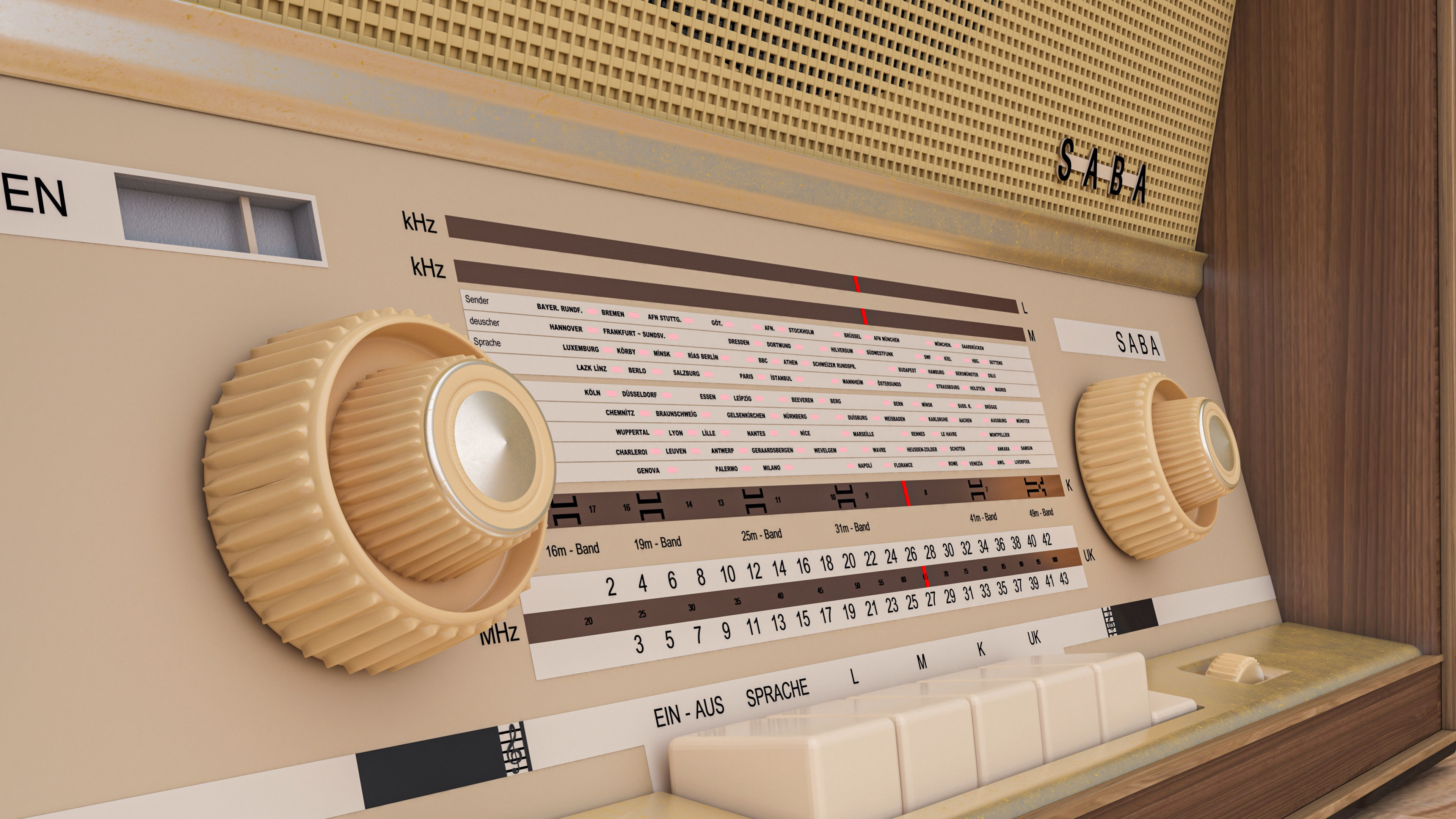 Saba Villingen - Old Antique Vintage Radio 3D Model 3D model_3