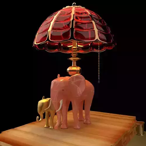 Chinese display stand with elephant lamp 