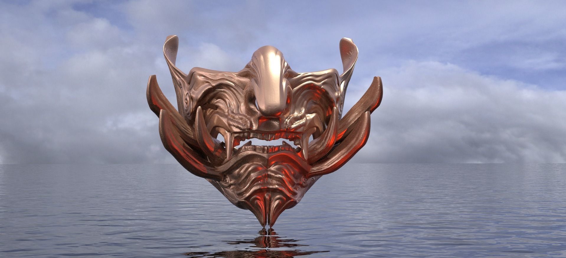 Samurai Mask and Tengu Mask 3D model_1